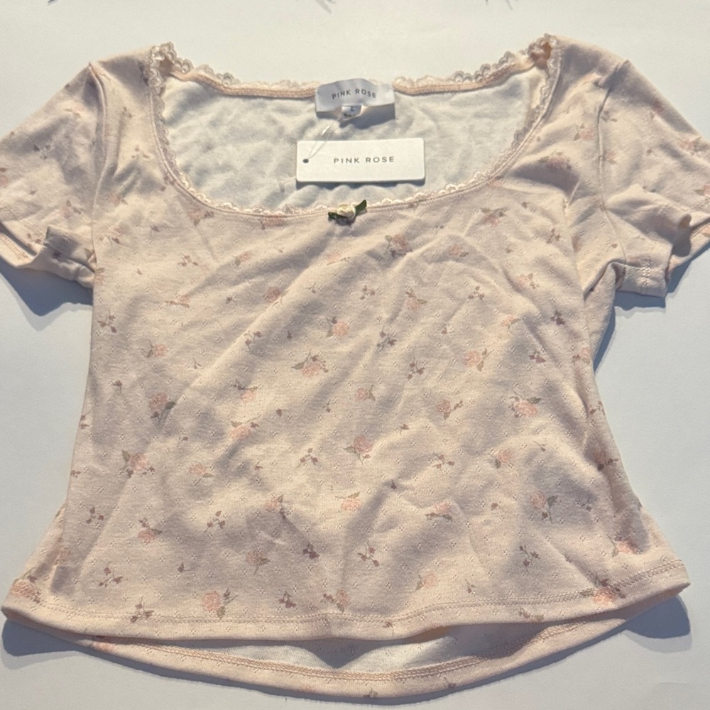 Pink Rose Women's Light Pink Floral Blouse